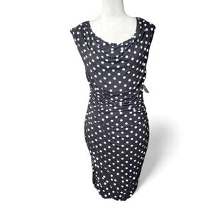 INC International Concepts Navy and White Polka Dot Mini Dress